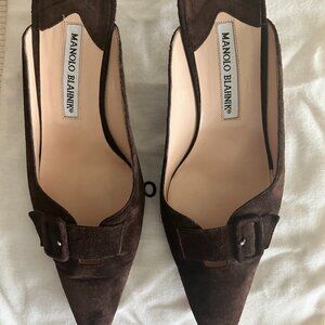 Manolo Blahnik Brown Suede Mules